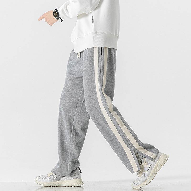 Thin Striped Casual Pants for Men - Mid Waist, Loose Fit Trousers - Buy Center