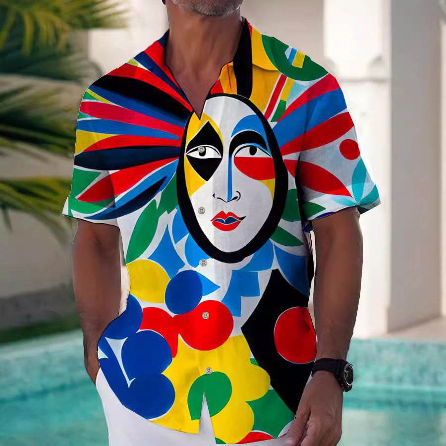 Stylish Men's Printed Shirt - Loose Fit & Casual Short Sleeve Top - Buy Center