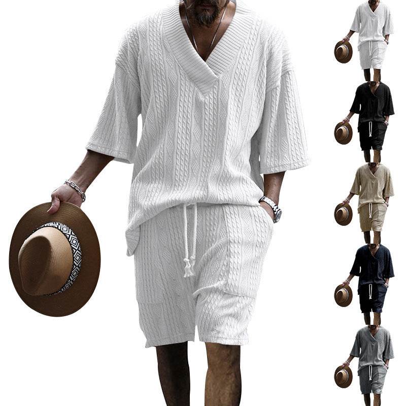 Buycenter Men's Casual Loose Knitwear Shorts Suit - Stylish & Comfortable - Buy Center