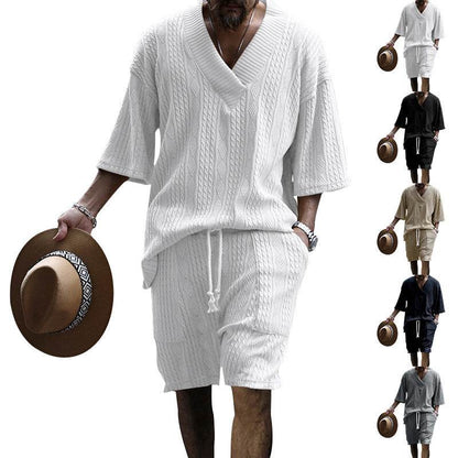 Buycenter Men's Casual Loose Knitwear Shorts Suit - Stylish & Comfortable - Buy Center