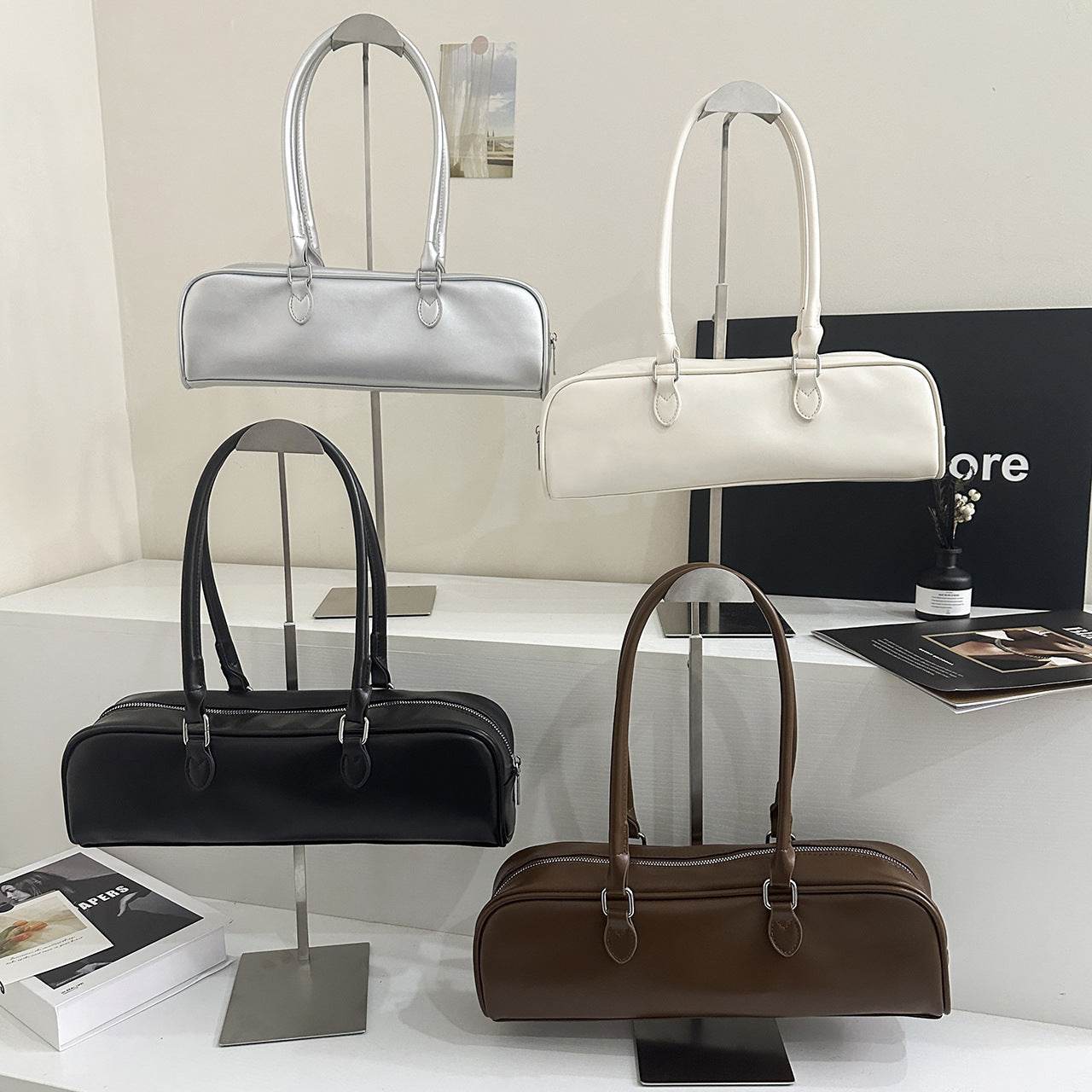 Buycenter Women's High-Grade Soft Leather Baguette Bag - Stylish & Versatile - Buy Center