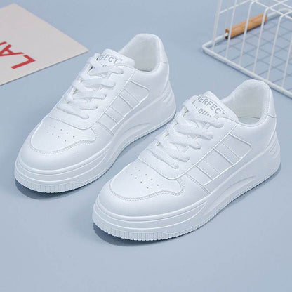 Stylish Women's Casual Sports Sneakers - Low Top White & Blue Leather - Buy Center