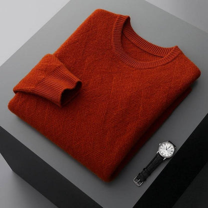 Men's Round Neck Pullover Sweater - Loose Fit Thick Wool for Comfort - Buy Center