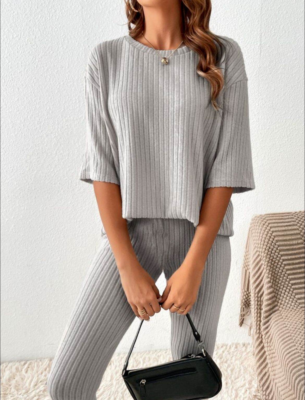 Buycenter Women's Loose Casual Trousers - Solid Color Homewear Set - Buy Center