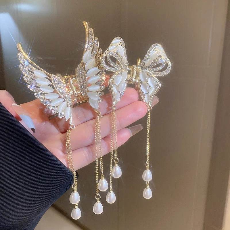 Elegant Golden Pearl Tassel Hairpin - Wedding Hair Jewelry for Women - Buy Center