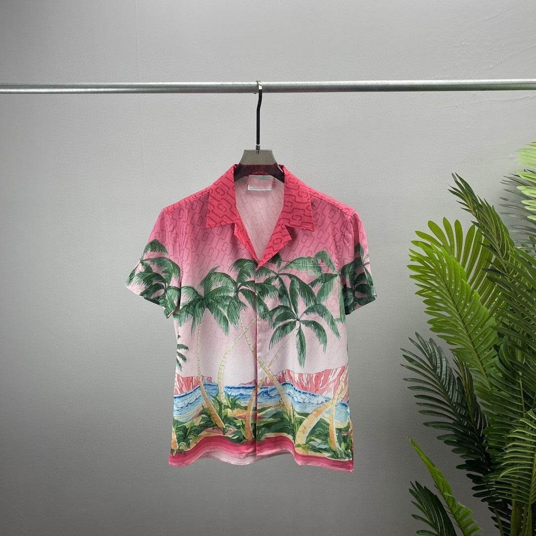 Men's Summer Casual Suit Shirt - Short Sleeve Lapel in Beige, Red, Blue - Buy Center