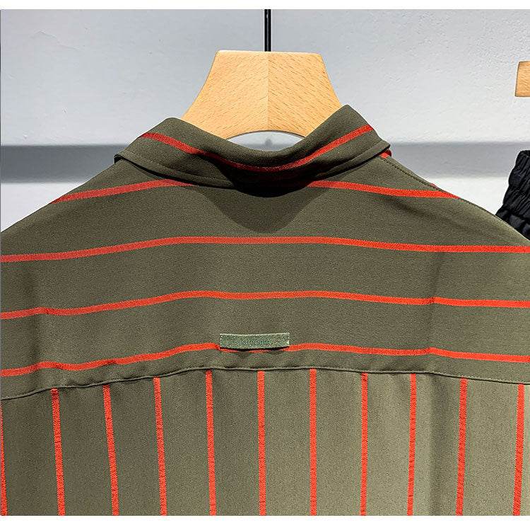 Men's Striped Short-Sleeved Shirt - Comfortable Black & Brown Style 2025 - Buy Center