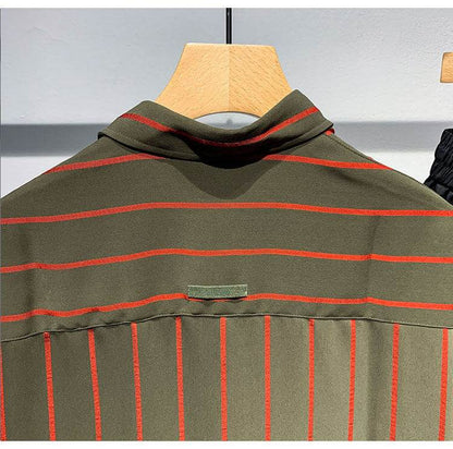 Men's Striped Short-Sleeved Shirt - Comfortable Black & Brown Style 2025 - Buy Center