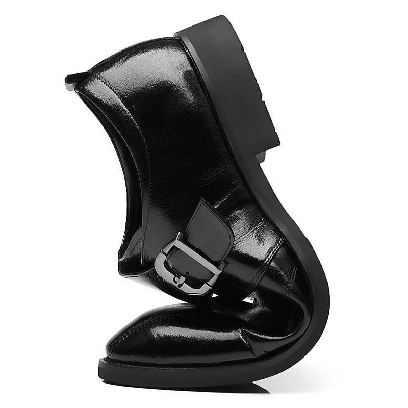 Casual Men's Buckle Leather Shoes - Color-Changing Embroidery Style - Buy Center