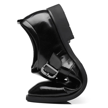 Casual Men's Buckle Leather Shoes - Color-Changing Embroidery Style - Buy Center