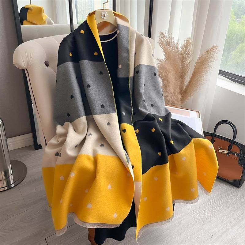 Women's Cashmere Scarf - Double-Sided Warm Love Print for Winter Style - Buy Center