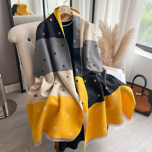 Women's Cashmere Scarf - Double-Sided Warm Love Print for Winter Style - Buy Center