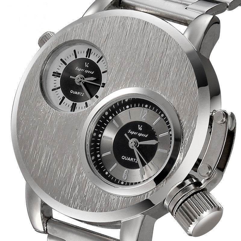Buycenter Large Double-Movement Quartz Watch for Men - Stainless Steel - Buy Center