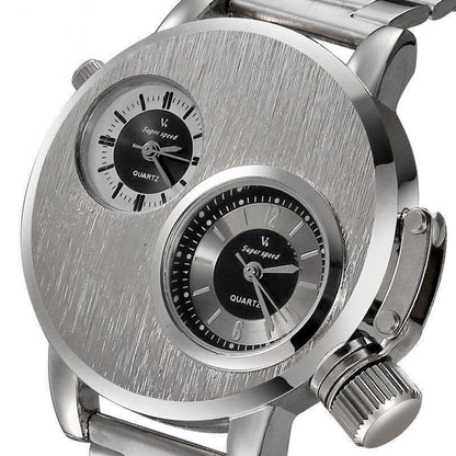 Buycenter Large Double-Movement Quartz Watch for Men - Stainless Steel - Buy Center