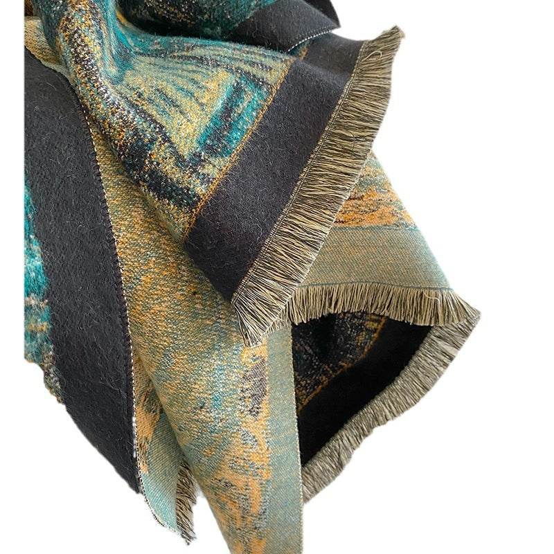 Artistic Autumn & Winter Scarf - Cashmere-like Shawl, Starry Sky Design - Buy Center