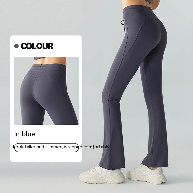 Comfortable Waist Slimming Yoga Pants - Stylish Bell-Bottom with Pockets - Buy Center