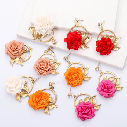 Colorful Ear Hanging Cloth Flower Earrings - Trendy Modern Styles 2025 - Buy Center