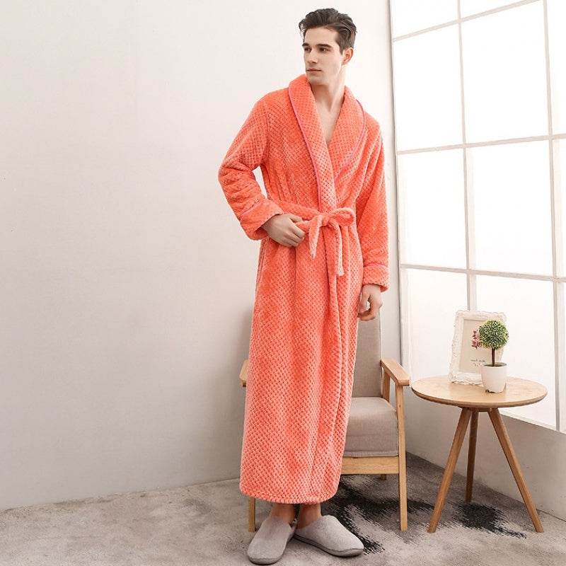 Thick Waist Velvet Men's Bathrobe - Stylish Long Flannel Cardigan 2025 - Buy Center