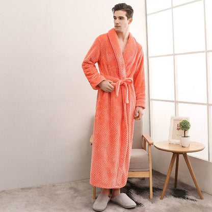 Thick Waist Velvet Men's Bathrobe - Stylish Long Flannel Cardigan 2025 - Buy Center