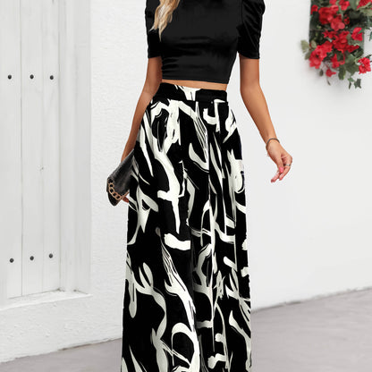 Elegant Solid Color Blouse & Trousers Two-Piece Casual Suit - Buy Center