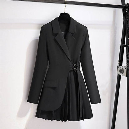 Buycenter Women's Black Suit Jacket - Japanese Casual Pleated Design - Buy Center