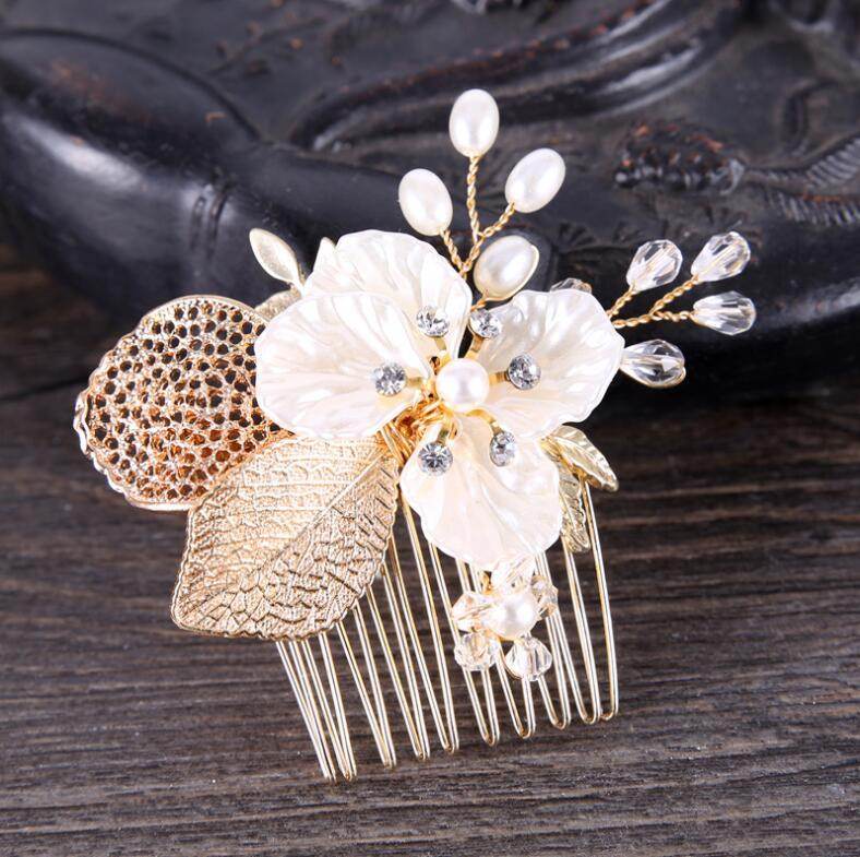 Pearl White Crystal Headdress Comb - Elegant Hair Accessory for Banquets - Buy Center