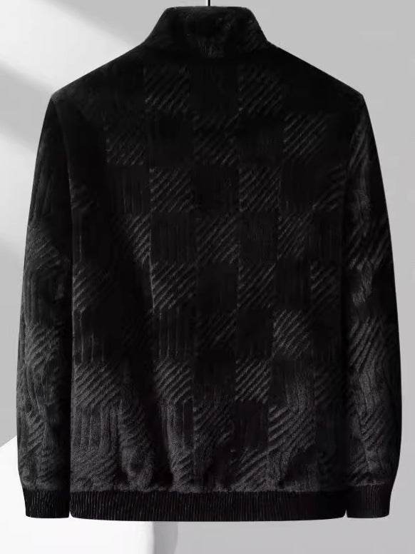 Haining Fur Men's Luxury Winter Blazer - Stylish Stand Collar & Zipper - Buy Center