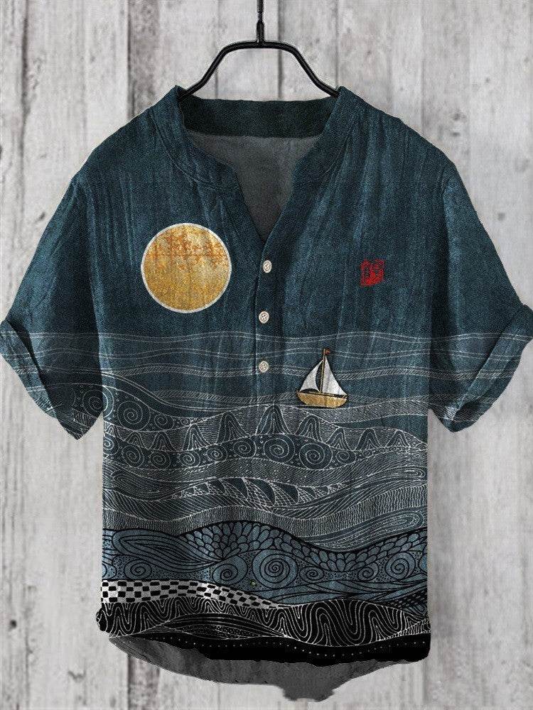 Summer Men's Short-Sleeved Shirt - Loose Fit Linen for Travel & Comfort - Buy Center