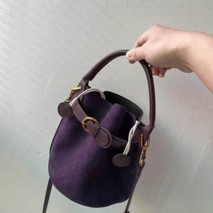 Buycenter Purple Velvet Bucket Bag - Stylish Women's Shoulder Messenger - Buy Center