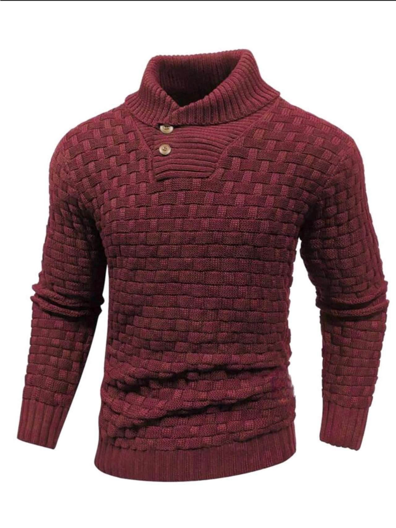 Buycenter Men's Slim Turtleneck Sweater - Trendy Button Design Pullover - Buy Center