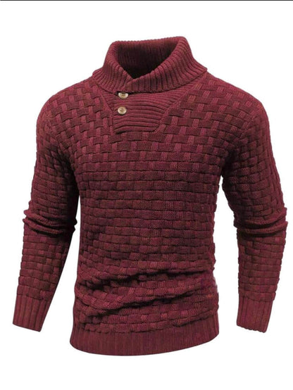 Buycenter Men's Slim Turtleneck Sweater - Trendy Button Design Pullover - Buy Center