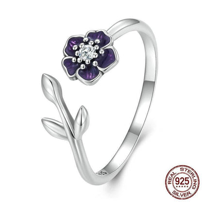 Buycenter S925 Sterling Silver Flower Ring - Adjustable & Simple Design - Buy Center