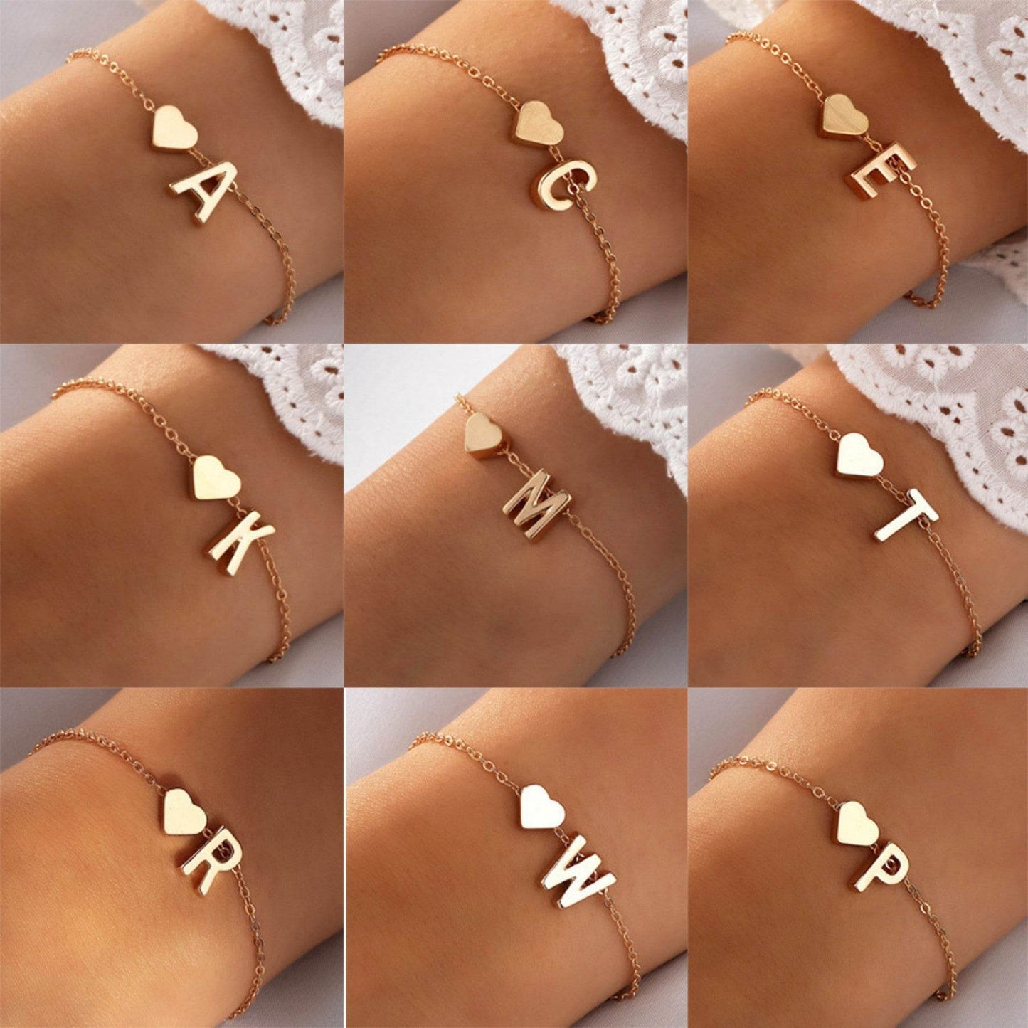 Buy Center Heart-Shaped Minimalist Necklace & Bracelet Set - Gold Alloy - Buy Center