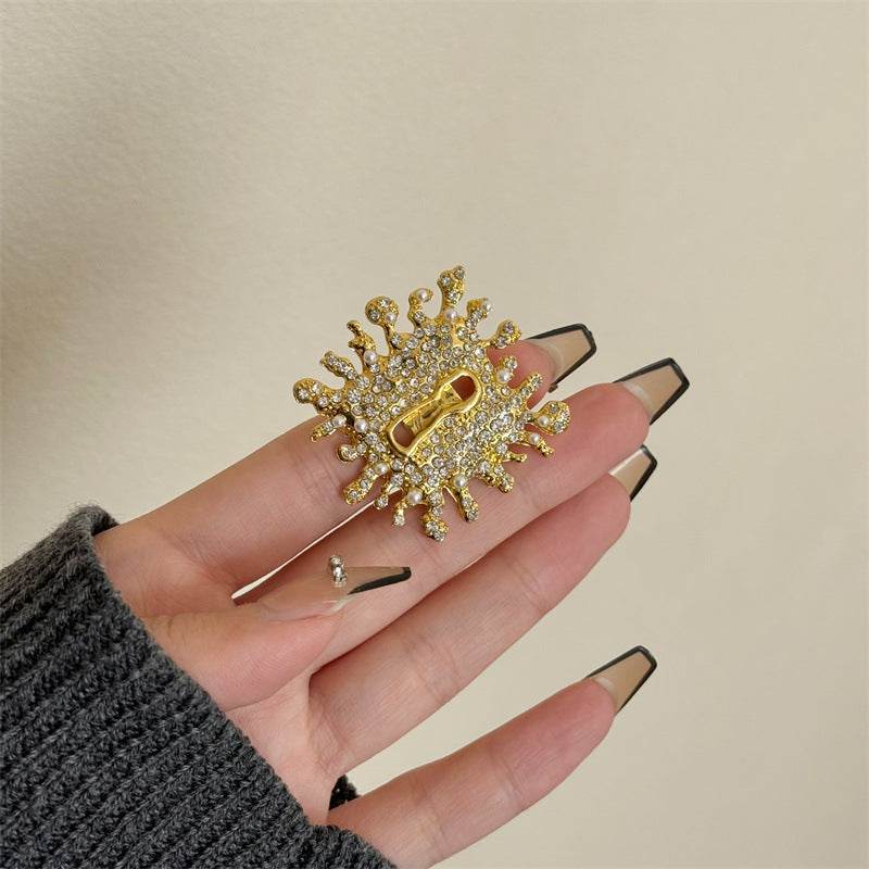 Geometric Square Diamond Stacked Ring - Real Gold Plated Alloy Elegance - Buy Center