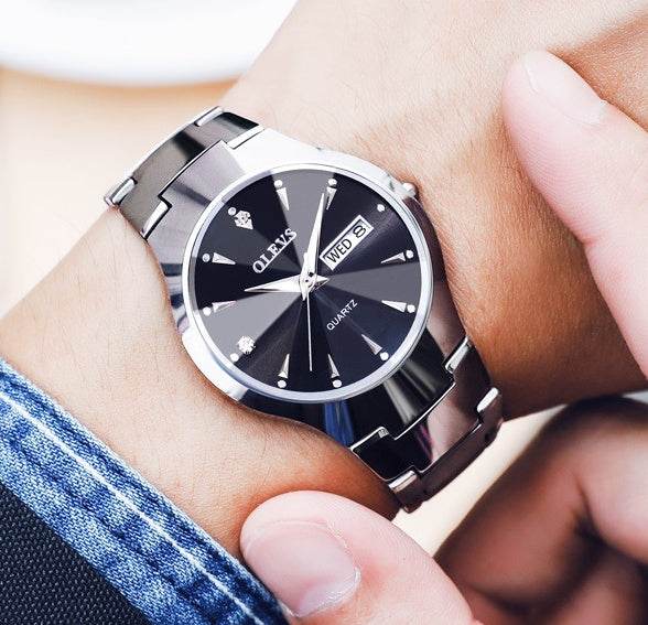 Luminous Tungsten Steel Quartz Watch - Waterproof & Stylish for Ladies - Buy Center