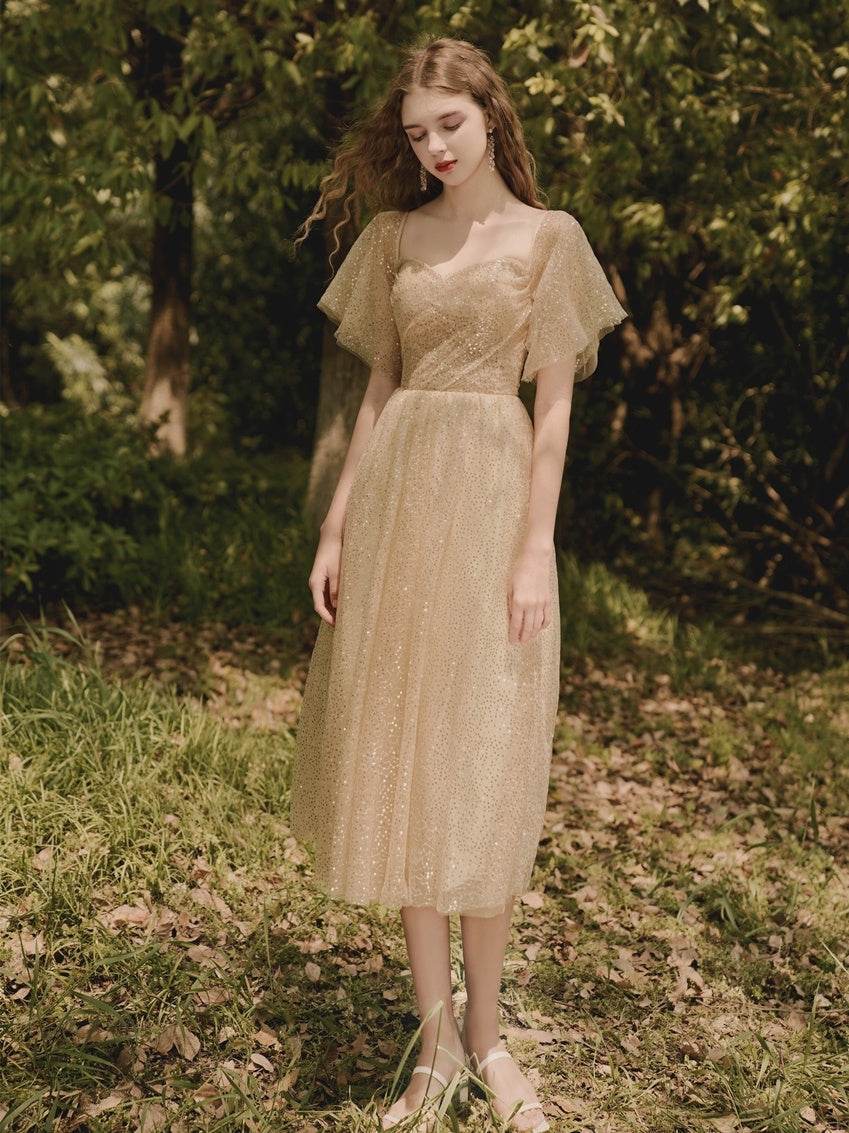 Buycenter Mid-Length Bridesmaid Skirt - Elegant Champagne Gold Design - Buy Center