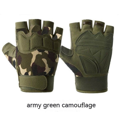 Camouflage Short Finger Gloves - Unisex for Motorcycle Riding & Outdoor Use - Buy Center