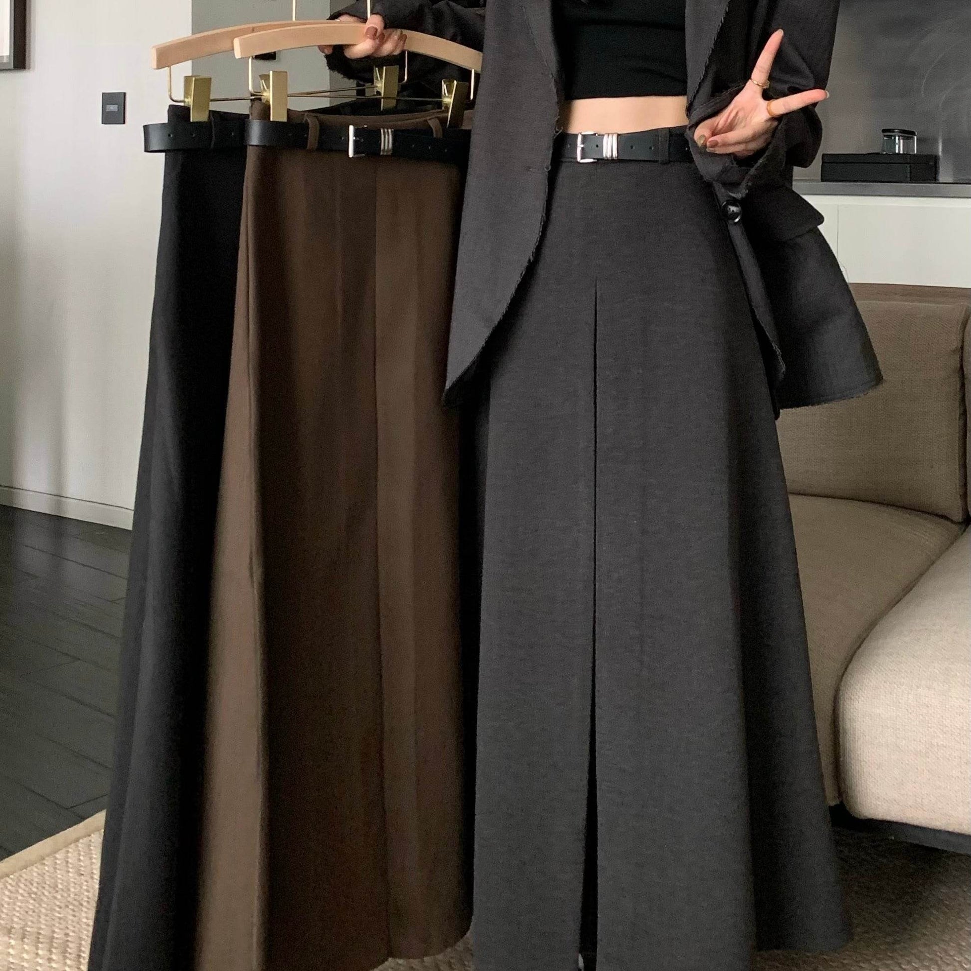 Thickened Chenille A-Line Skirt - Stylish Solid Colors for Fall 2025 - Buy Center