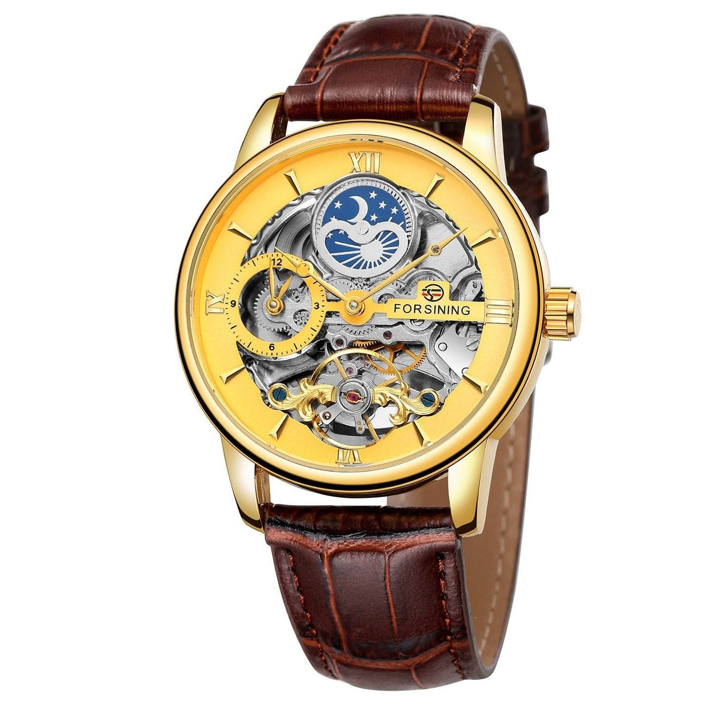 Buycenter Stylish Hollow Moon Mechanical Watch - Gold & Silver Options - Buy Center