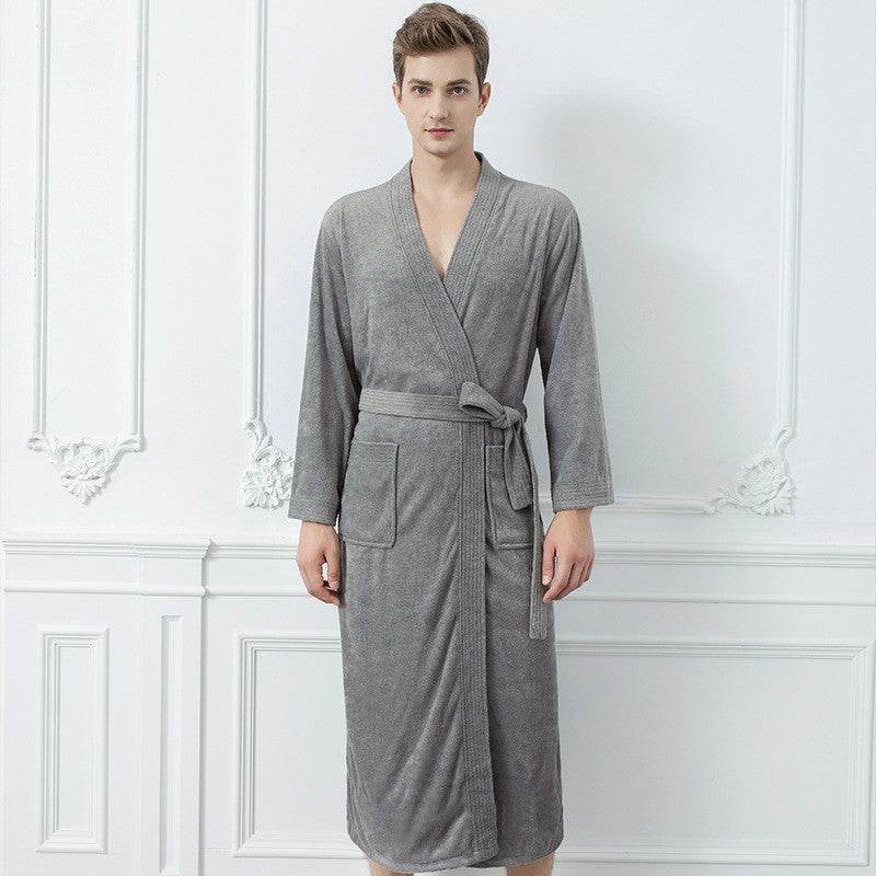 Japanese & Korean Men's Bathrobe - Stylish Towel Cloth for All Seasons - Buy Center