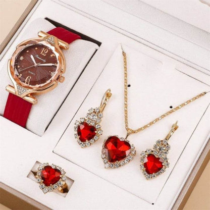 Women's Fashion Quartz Watch Set - Diamond Belt & Jewelry Accessories - Buy Center