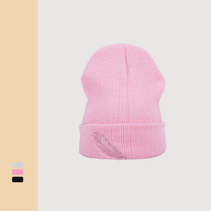 Buycenter Versatile Embroidered Feather Knit Hat - Winter Baseball Cap - Buy Center