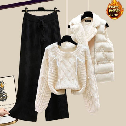 Women's Three-Piece Sweater Vest & Pants Suit - Cozy Urban Style 2025 - Buy Center
