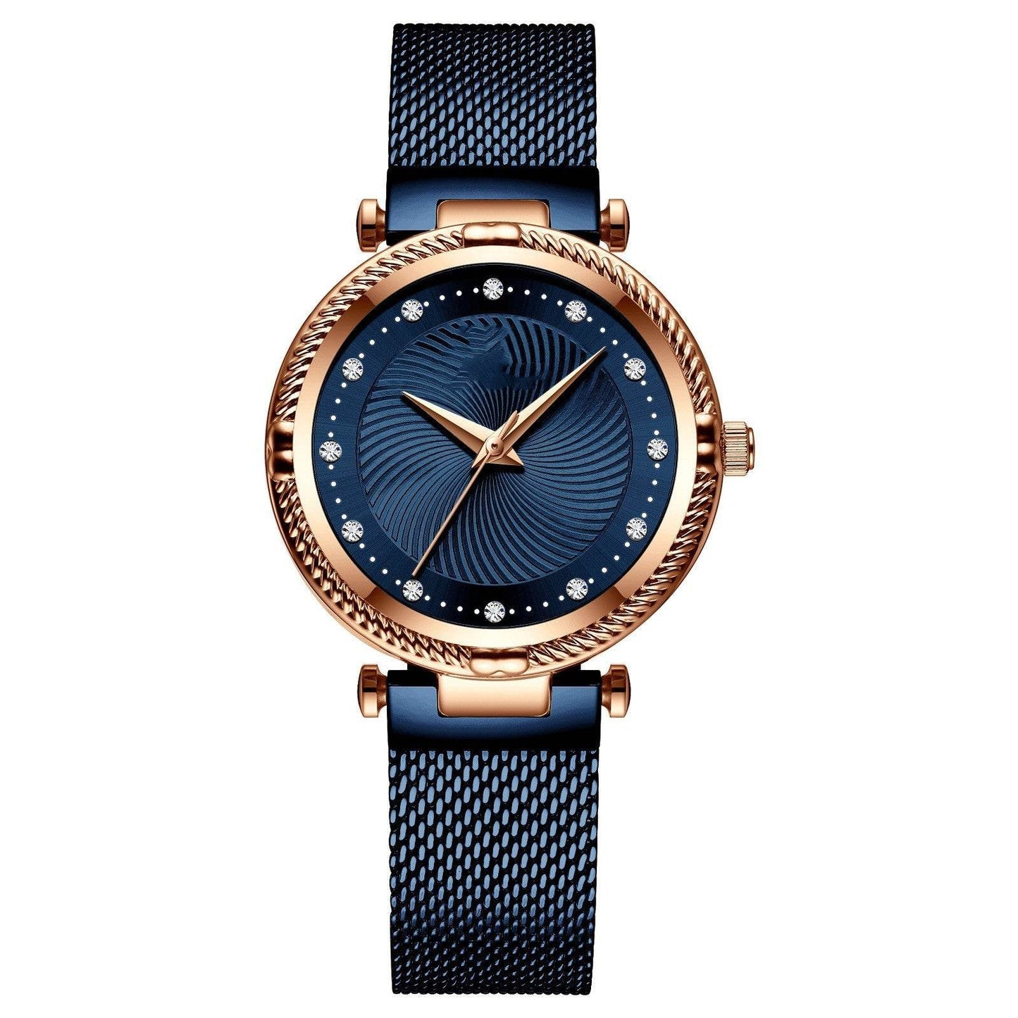 Buy Center Women's Mesh Waterproof Watch - Elegant Diamond-Inlaid Design - Buy Center