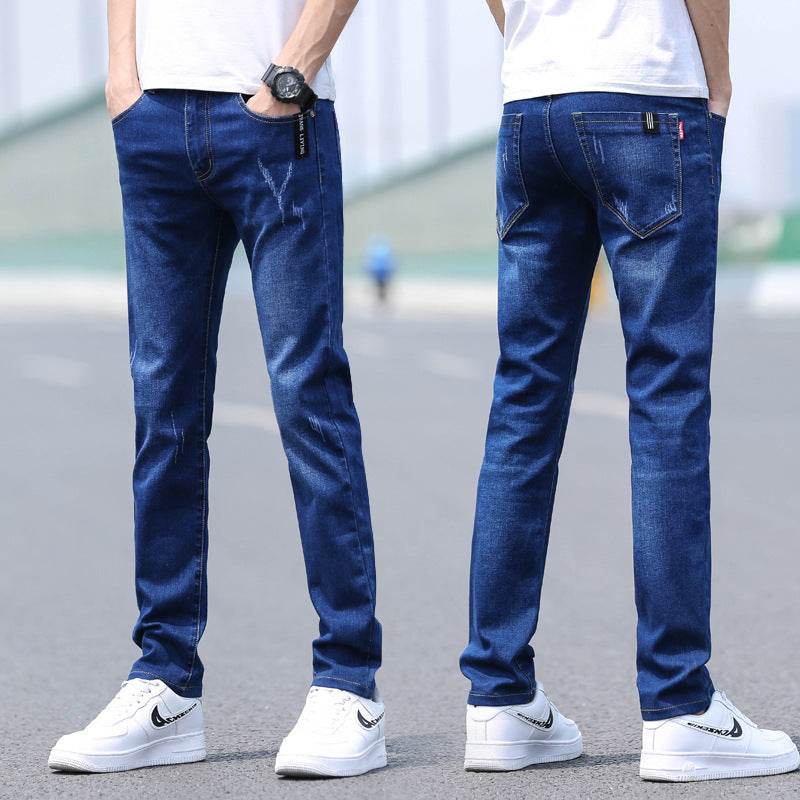 Men's Slim Straight Denim Trousers - Comfortable Stretch Fit for Spring/Summer - Buy Center