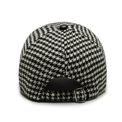 Buycenter Houndstooth Baseball Cap - Adjustable Wool for Men & Women - Buy Center