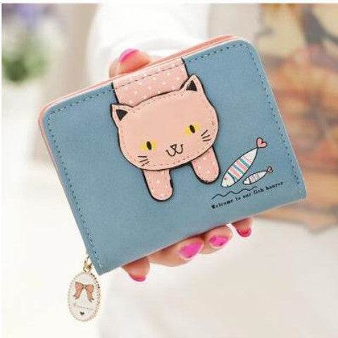 Cute Cartoon Cat Zipper Purse - Stylish PU Leather Wallet for Students - Buy Center