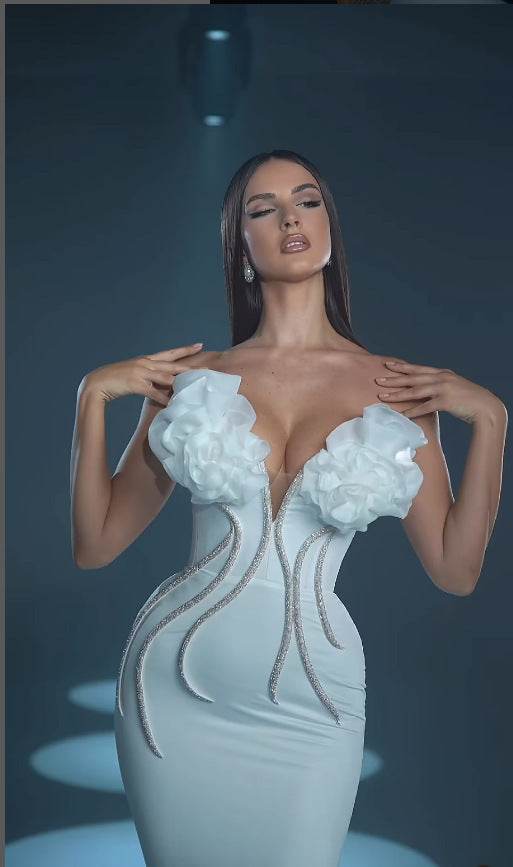 Elegant Temperament Evening Dress - Flower Chain Strapless Style 2025 - Buy Center