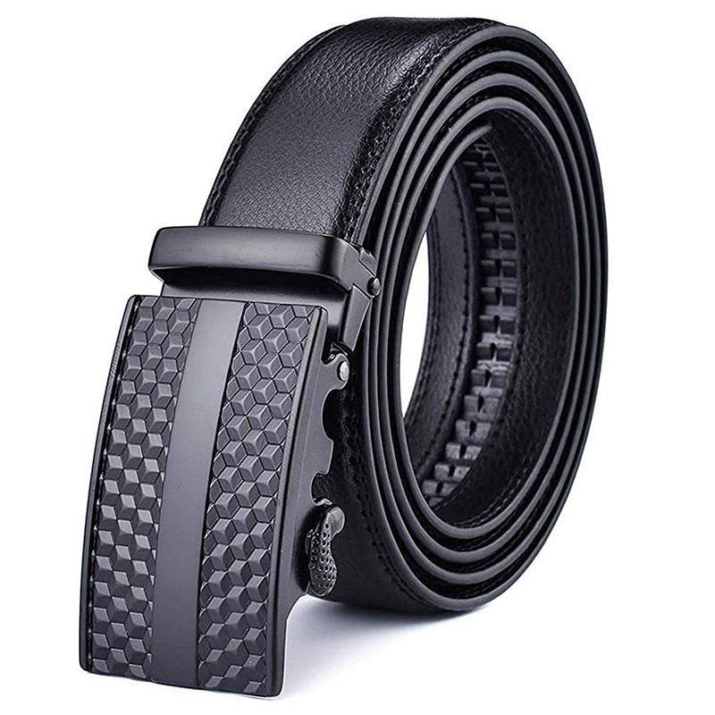 Fashion Casual Men's Leather Belt - Two-Layer Automatic Buckle Design - Buy Center