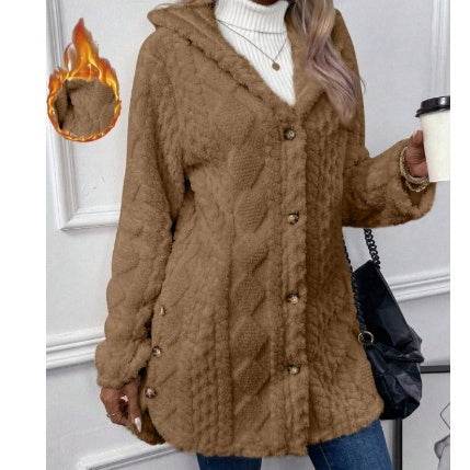 Buycenter Hooded Cardigan Jacket - Long Sleeve, Button Style, Winter Coat - Buy Center